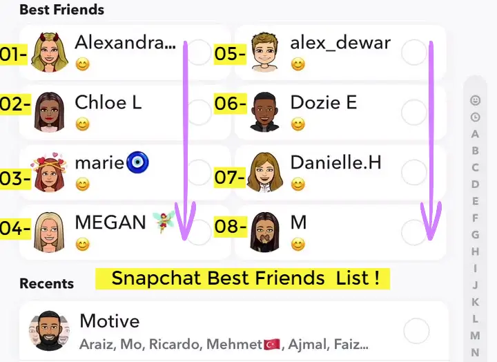 Snapchat Best Friends List